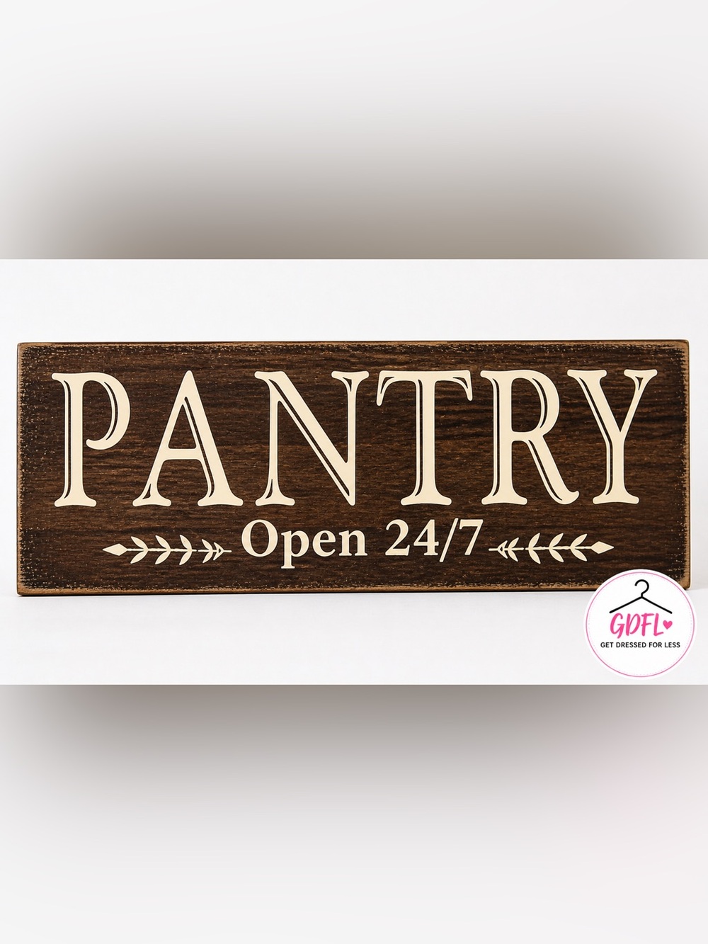 Pantry Open 24/7 Wall Decor Sign Rustic Farmhouse Kitchen Wood Style 6x17
